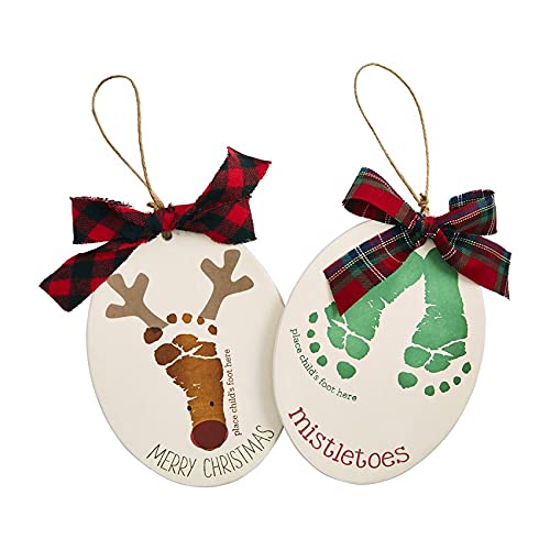Reindeer Baby Footprint Christmas Ornament