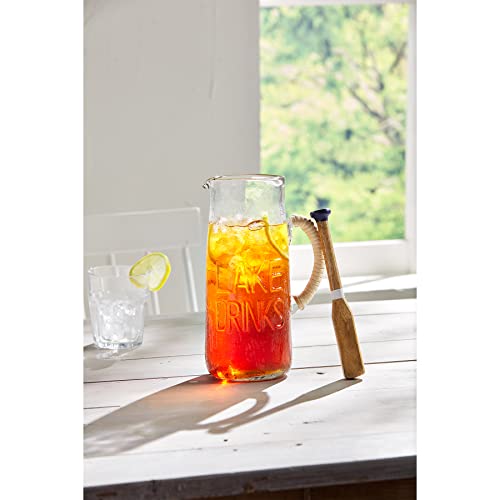 Mud Pie Lake Glass Pitcher with Oar, 9.25" x 7"