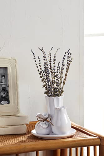 Happy Always Mud Pie Vase Plate, White