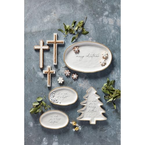 Mud Pie Wish Sentiment Plates, White, 6.5 x 10