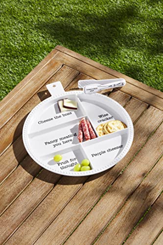 Mud Pie White Melamine Charcuterie Board (15 x 13) with Tongs