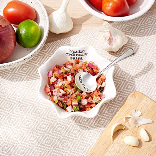 White & Silver Ceramic Dip Cup Set for Nachos